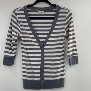 Derek Heart Striped Button Down Sweater Light Size: Medium